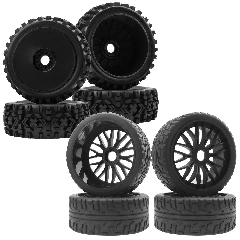 1/8 RC Buggy Tires and 17mm Hex Wheels Rim OD 104mm Rubber & RC Hobby OD 4.72" 1/8 Scale RC Buggy Wheels & Rubber Tires 17mm Hex Rims