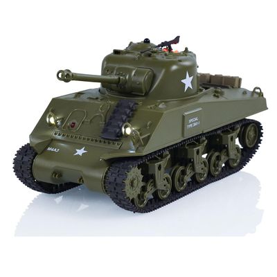 wheelfun Henglong US in Stock, 1/30 Tank Sherman M4A3 3841-01, Infrared Battle, Realistic Firing Effects, Lights and Sound, 2.4G Remote Control Tanks 320Rotating Turret Infrared Combat for Ages 14+