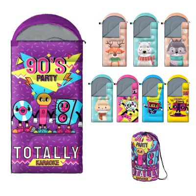 Sleeping Bag for Kids,Portable Camping Sleeping Bags for Boys&Girls with Cute Cartoon Print,Lightweight Waterproof Compact Sleeping Bag for Indoor Outdoor Hiking Travel (Microphone)