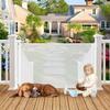 100" Wide Weatherproof Outdoor Retractable Gate for Dogs with No Rust Screws and Rods, Waterproof 8 Ft Extra Long Baby Gates for Large Openings, Scratch-Resistant Mesh Retractable Baby Gates, White view 1