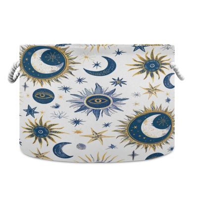 YETTASBIN Boho Sun Monn Cotton Rope Basket Large Round Baby Laundry Basket Toy Blanket Books Storage Bin for Bedroom Bathroom Nursery Home Decor, 20 x 14 Inch