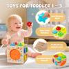 4-in-1 Montessori Toys for 1+ Year Old - Shape Sorting Activity Cube, Hammer Pounding Game, Baby Blocks & Sensory Toys for Toddlers 1-3, Wooden Toy Gift for 1 Year Old Boys and Girls view 3
