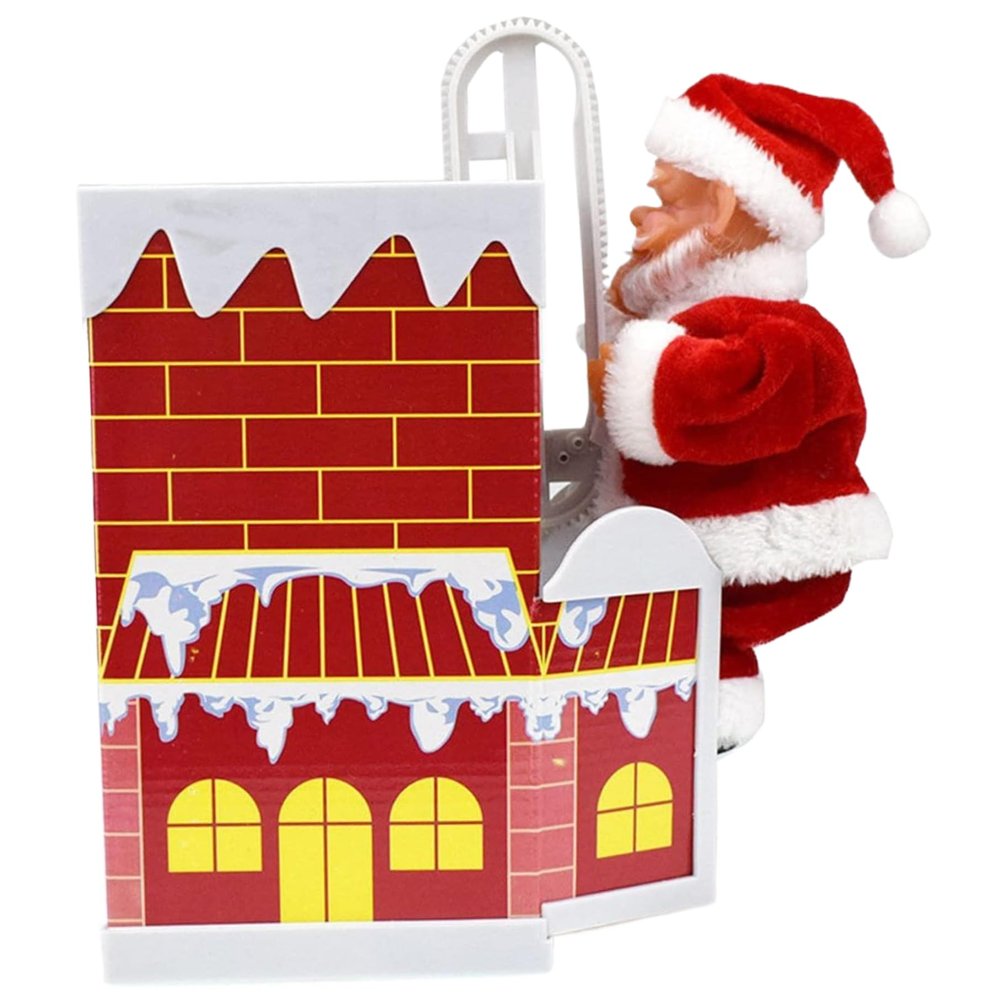 Electric Climbing Santa Battery Operated Toys Climbing Santa Climbs in and out with Music Santa Climbing Ladder for Children Kids Christmas Doll Gifts, Santa Climbing Ladder to Christmas Tree