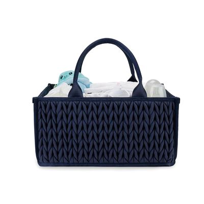 MOMIGO Baby Diaper Caddy Organizer - Fahion Mahua Water-resistent Nursery Storage Basket for Diapers and Baby Wipes, Diaper Stacker Car Organizer, newborn nursery Gift (Blue)