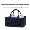 MOMIGO Baby Diaper Caddy Organizer - Fahion Mahua Water-resistent Nursery Storage Basket for Diapers and Baby Wipes, Diaper Stacker Car Organizer, newborn nursery Gift (Blue) view 2