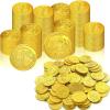Dingion 100 Pcs Plastic Gold Coins Set Pirate Coins Fake Toy Tokens Treasure Coins Reward Gifts Replica Spanish Doubloons for Board Games Pirate Treasure Chest Party Favors(Golden) view 1