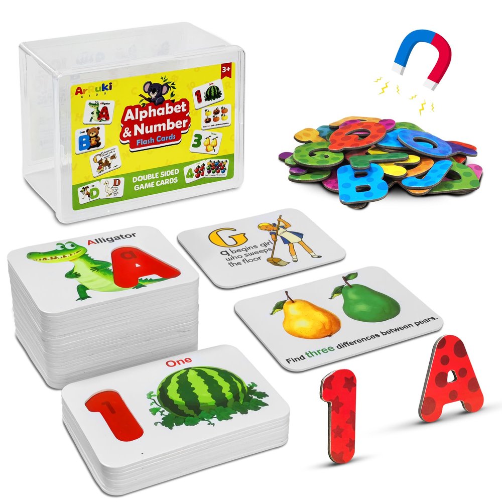 Alphabet Flash Cards Magnetic Letters Puzzle ABC Sight Words Matching Games for Kids 3-5, Toddler Preschool Montessori Educational Toys for 3+ Year Old