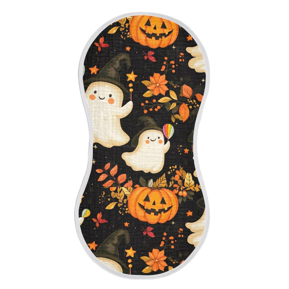xigua Cute Cartoon Ghosts Muslin Baby Burp Cloths Set of 1, Super Soft & Absorbent Burping Rags, Cotton Burp Clothes Shower Gift for Newborn, Baby Girls and Boys