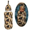 Muishi Retro Bears with Trees Newborn Swaddle Blankets Hat Sets Soft Baby Receiving Blanket Swaddle Sack for Baby Shower Infant Boy Girl Gift view 2