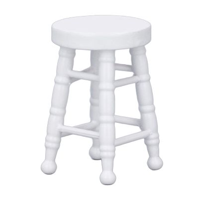 1:12 Dollhouse Stool Chair,Dollhouse Chairs Miniature Stool for Dollhouse Accessories Furniture Decoration (White)