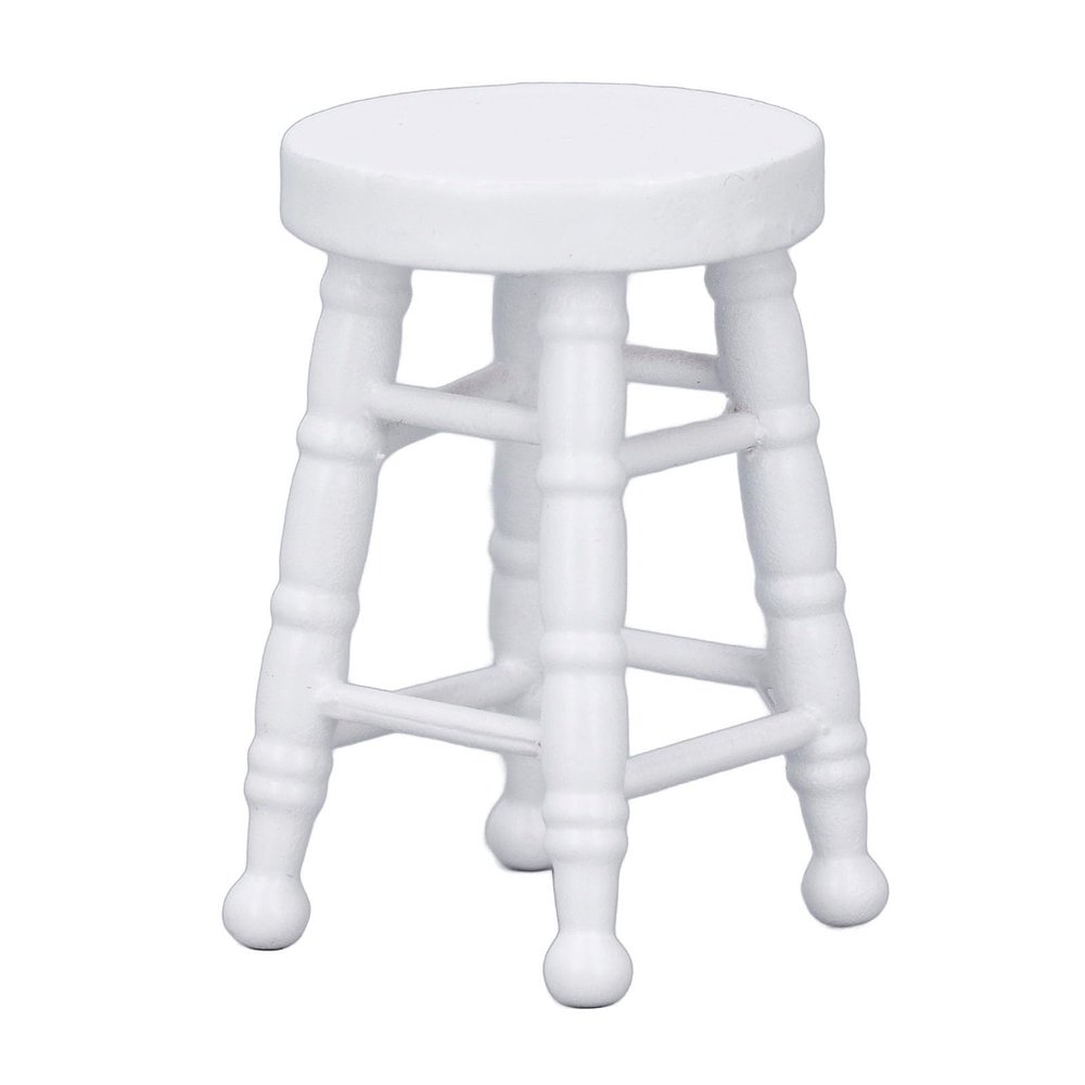 1:12 Dollhouse Stool Chair,Dollhouse Chairs Miniature Stool for Dollhouse Accessories Furniture Decoration (White)