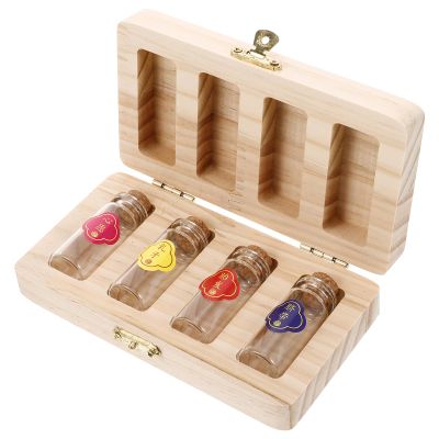 Abaodam Baby Keepsake Box Wooden Fetal Hair & Umbilical Cord Storage Case with 4 Bottles Infant Lanugo Memory Organizer for Newborn Milestones