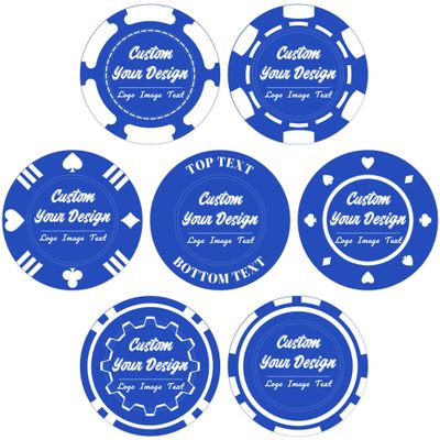 MANBATTLE 100 Custom Poker Chips, Drink Token Chips Imprinted with Personalized Logo, Image or Text, Double Sided Full Color Print Custom Tokens for Bars, Party, Poker Games or Casino Night (Blue)
