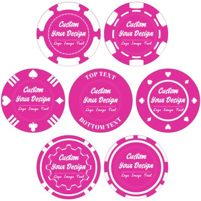 100 Custom Poker Chips, Drink Token Chips Imprinted with Personalized Logo, Image or Text, Double Sided Full Color Print Custom Tokens for Bars, Party, Poker Games or Casino Night (Rose Red)