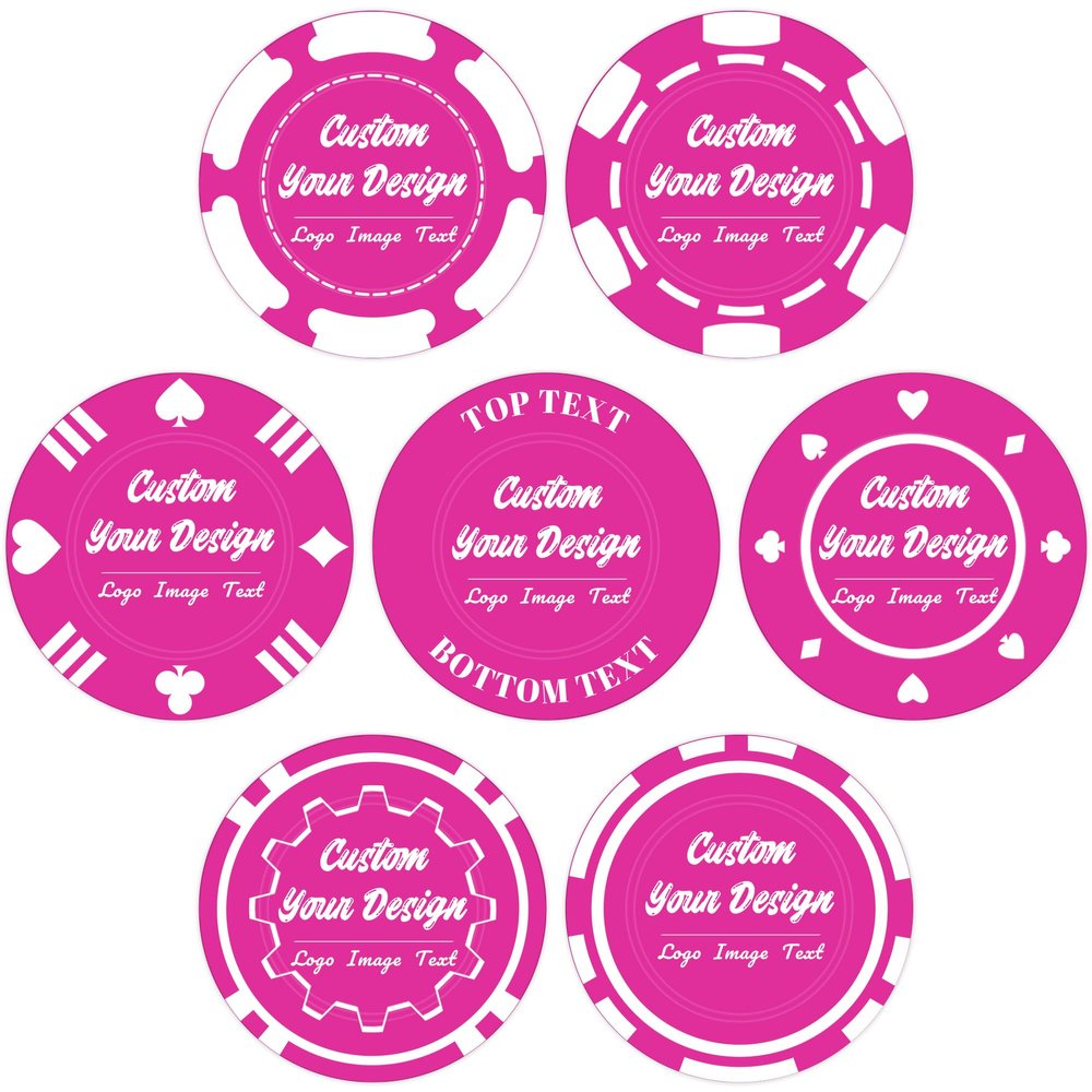 100 Custom Poker Chips, Drink Token Chips Imprinted with Personalized Logo, Image or Text, Double Sided Full Color Print Custom Tokens for Bars, Party, Poker Games or Casino Night (Rose Red)