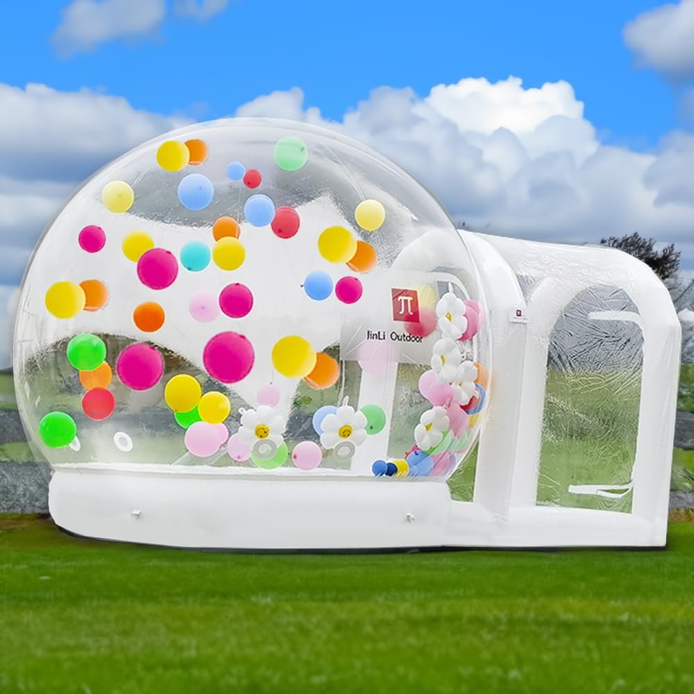 12FT Inflatable Bubble House with Bouncing Bottom, Commercial Grade PVC Bounce Balloon House for Kids, Inflatable Dome Tent with 950W Air Blower for Backyard Birthday Wedding Party Gender Reveal