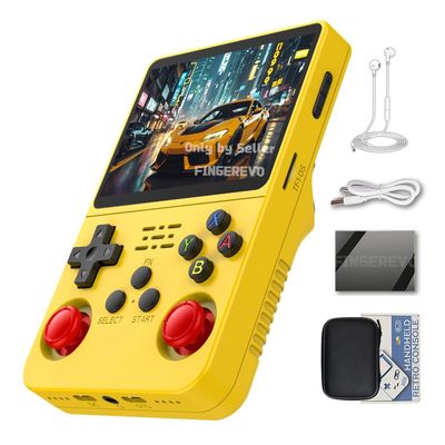 R36S Handheld Game Console 3.5-in 640*480 IPS OCA Screen 3200mAh Opensource System RK3326 Yellow