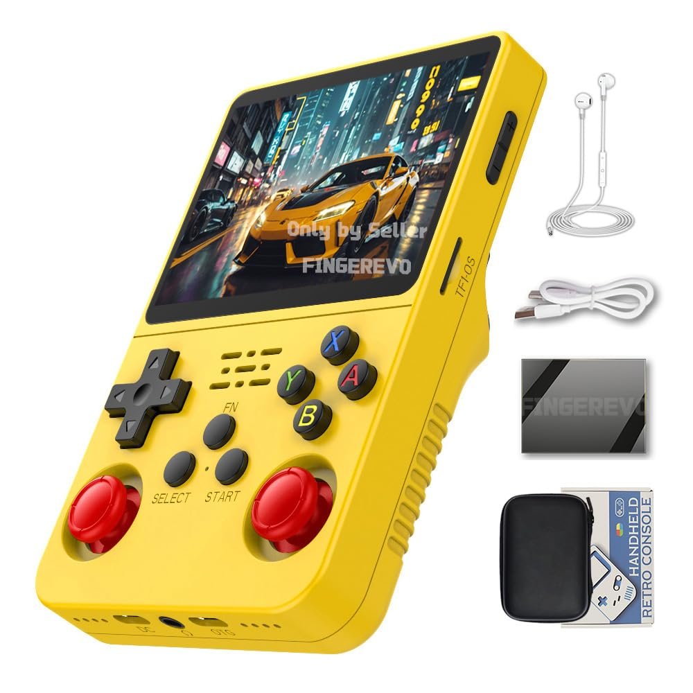 R36S Handheld Game Console 3.5-in 640*480 IPS OCA Screen 3200mAh Opensource System RK3326 Yellow
