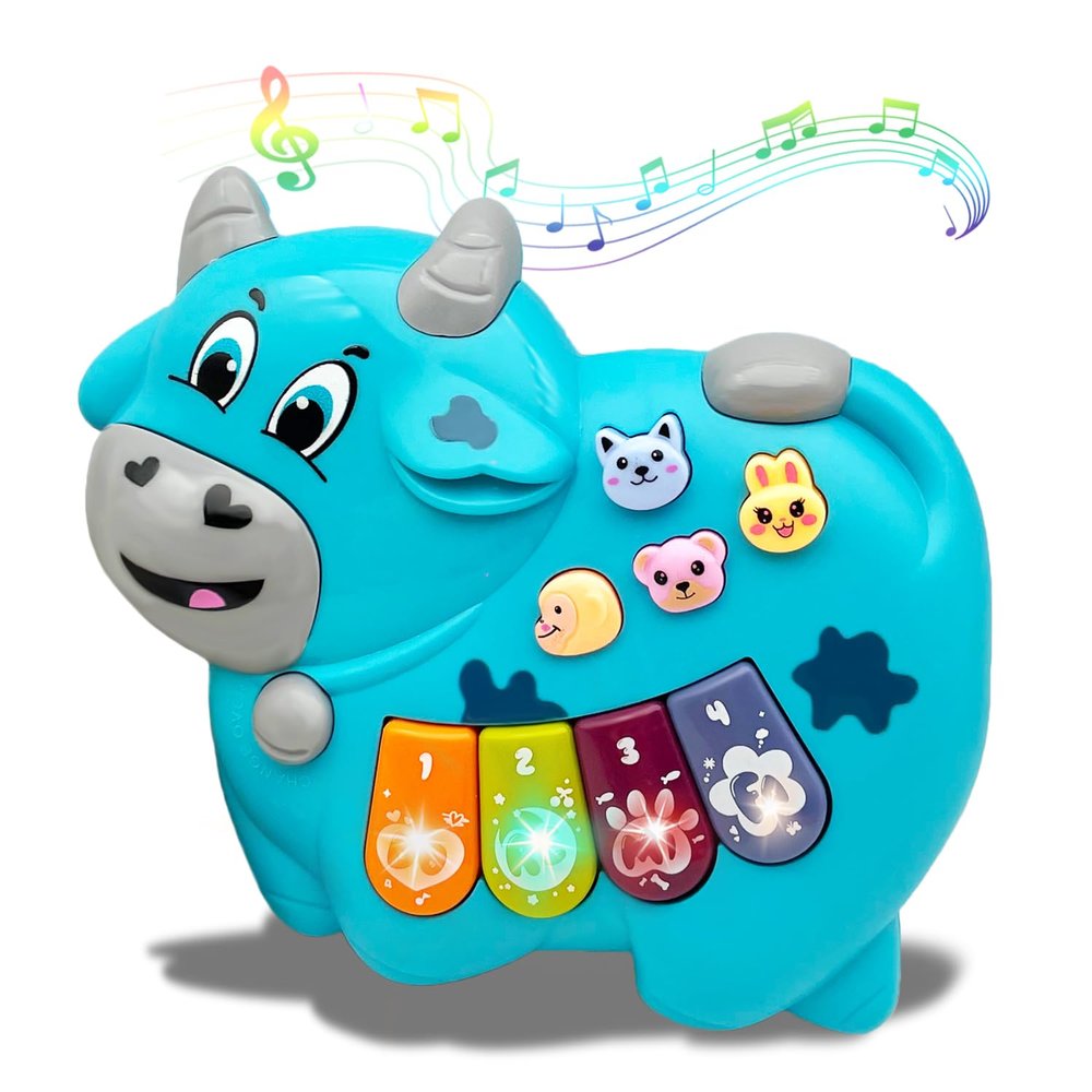 WSCGJCL Baby Musical Toys Piano for 2 Year Old Girls Boys Toys Age 2 Light Up Music Learning Toys for Toddlers 3 Easter Gifts Infant Baby Toys 18 Month (Cow)