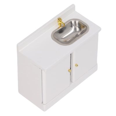 1 : 12 Miniature Dollhouse Bathroom Sink Cabinet, Realistic Exquisite Design, Smooth Wooden Structure, Furniture for Dollhouses