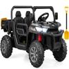 OLAKIDS 2 Seater Ride On Car, 12V Off-Road UTV Electric Vehicle with Remote Control, Dump Bed, Extra Shovel, Music, USB, AUX, Rocking Function, Kids Toddlers Battery Powered Truck (Dark Black) view 1