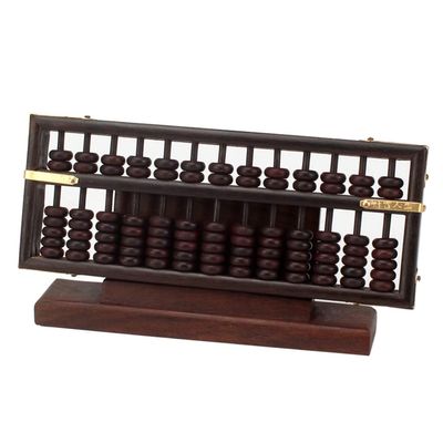 FcaLdqy Abacus Mahogany Ebony Mini Abacus Desktop Decoration Abacus 13 Columns 7 Beads Gift Package, 15.8 * 8 * 2.5cm, Brown
