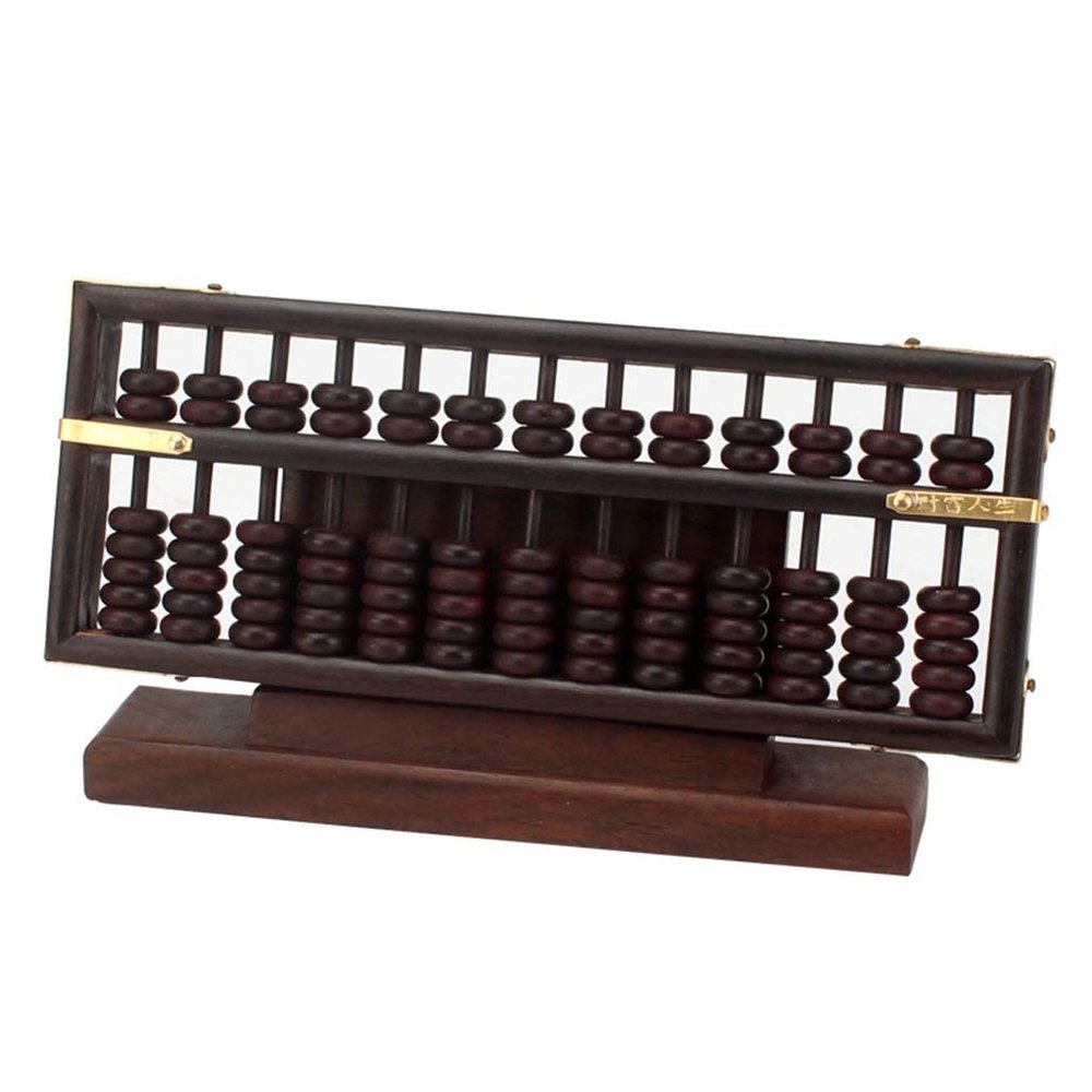 FcaLdqy Abacus Mahogany Ebony Mini Abacus Desktop Decoration Abacus 13 Columns 7 Beads Gift Package, 15.8 * 8 * 2.5cm, Brown