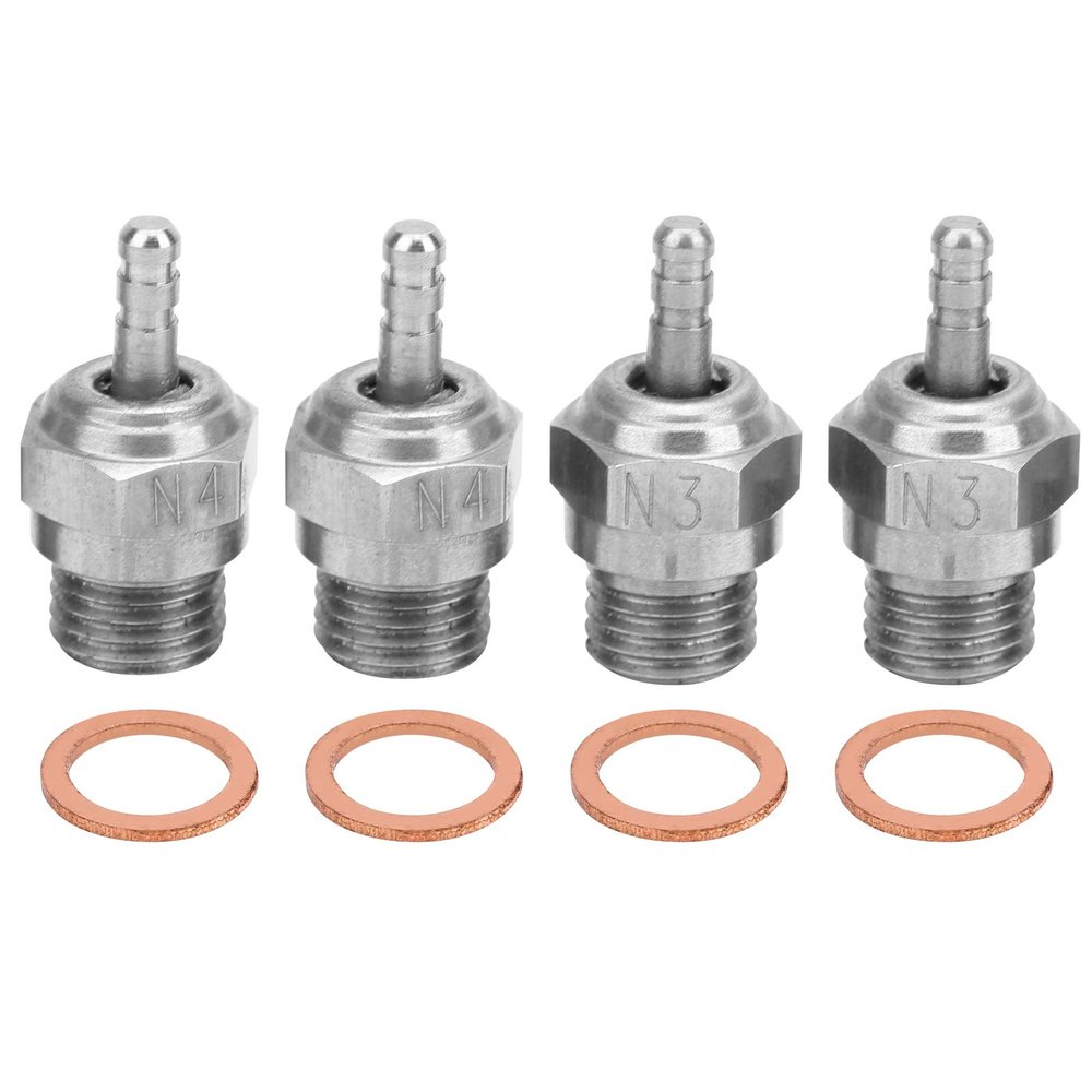 N4 Hot Glow Plug Spark Plugs,4Pcs Glow Plug Igniter,For Redcat Hsp Engine,1/8 1/10 Rc Car Truck Buggy Accessories,