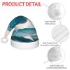 ZZYYDS Cartoon blue sea wave Children's Santa Claus Hat, Boys Girls Children Baby Christmas Hat Children's Christmas Party view 4