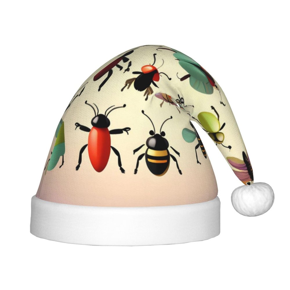 ZZYYDS Cartoon small insects Children's Santa Claus Hat, Boys Girls Children Baby Christmas Hat Children's Christmas Party