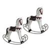 NAMOARLY 2pcs White Wooden Rocking Horse Ornament Handmade Retro Decor for Home Room Nursery Unique Waddle Horse Figurine view 1