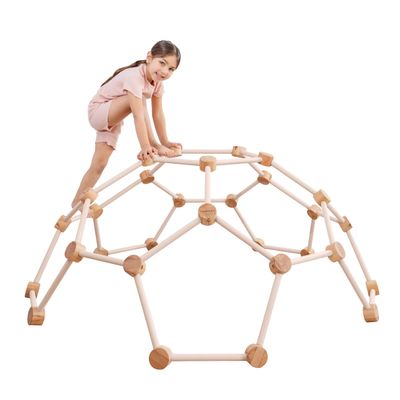 Comfy Cubs Wooden Toddler Play Gym for 3-6 Years Old - Montessori Climber for Kids - Safe Climbing Toy Support up to 120 lbs - Easy to Assemble Kids Climber for Active Play - Blush