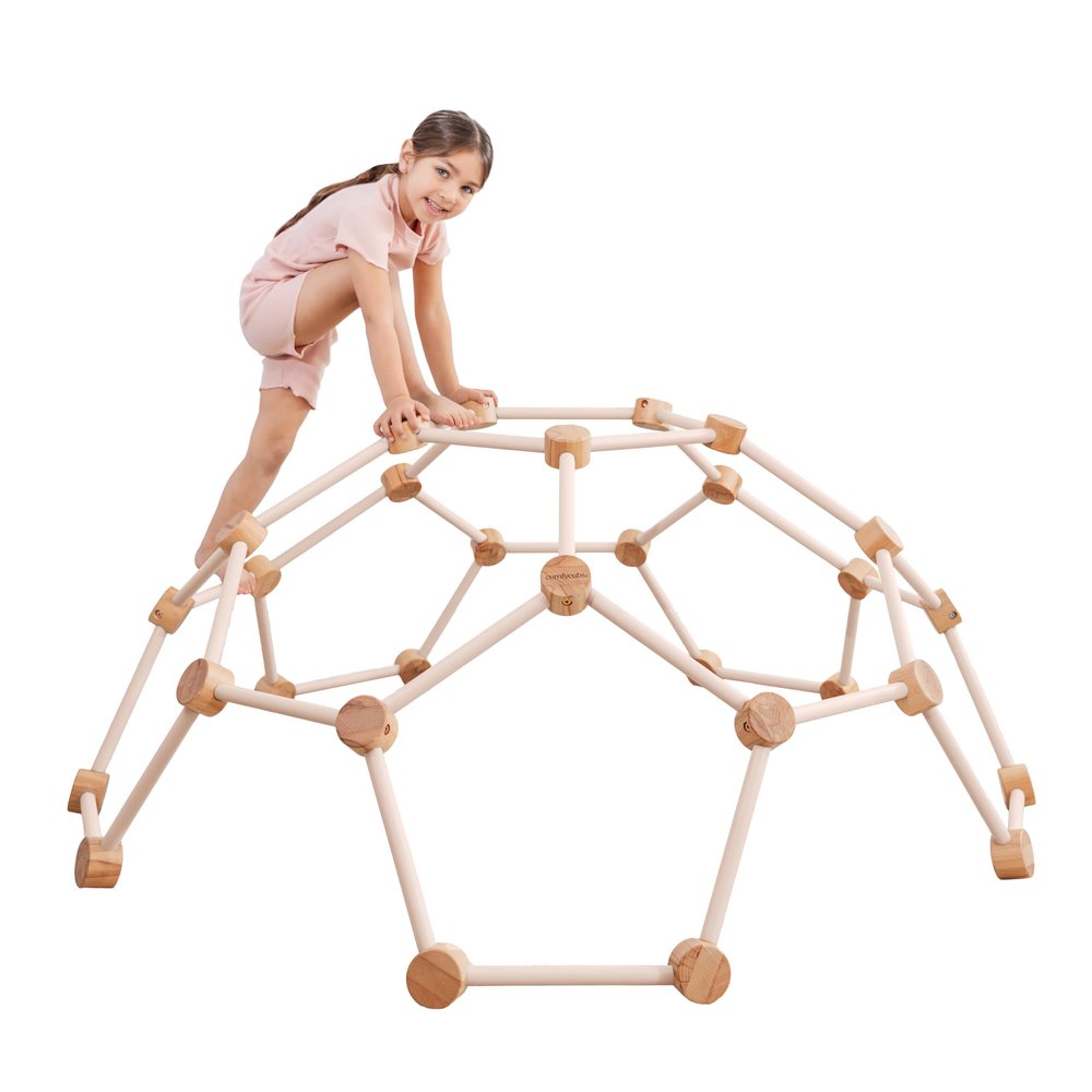 Comfy Cubs Wooden Toddler Play Gym for 3-6 Years Old - Montessori Climber for Kids - Safe Climbing Toy Support up to 120 lbs - Easy to Assemble Kids Climber for Active Play - Blush