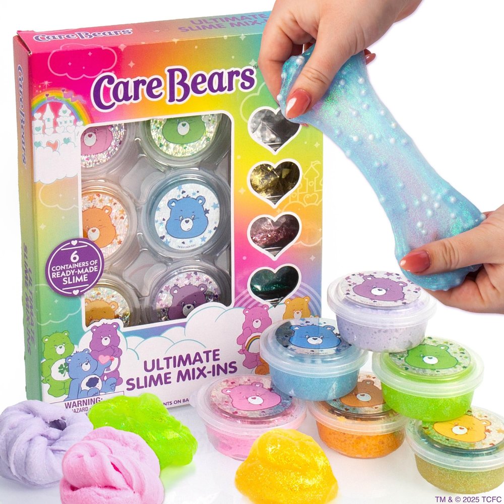 Care Bears Ultimate Slime Mix-Ins, 6-Pack Scented with Cloud & Glitter Slime, Party Favors for Kids 8-12, Party Favor and Kit for Girls Ages 8-12
