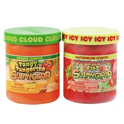 SLIMYGLOOP Fruity Bundle: 2-Pack Scented Slimes - Fluffy Orange Cloud & ICY Watermelon for Kids 8-12, Party Favors, Kit for Girls, Toys for Boys