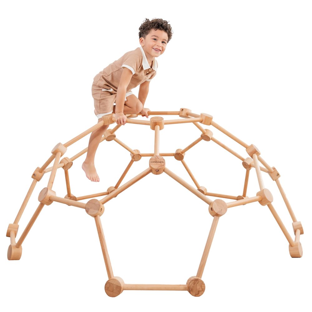 Comfy Cubs Wooden Toddler Play Gym for 3-6 Years Old - Montessori Climber for Kids - Safe Climbing Toy Support up to 120 lbs - Easy to Assemble Kids Climber for Active Play - Natural Wood