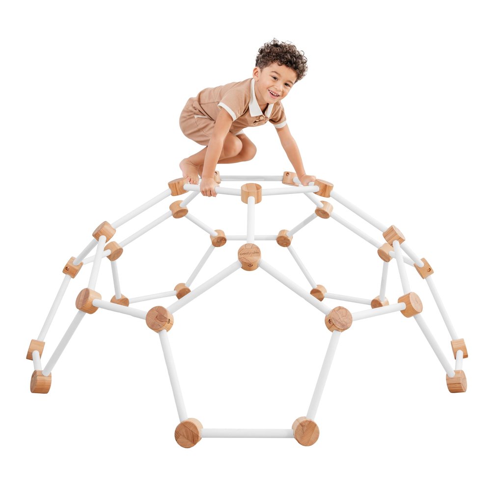 Comfy Cubs Wooden Toddler Play Gym for 3-6 Years Old - Montessori Climber for Kids - Safe Climbing Toy Support up to 120 lbs - Easy to Assemble Kids Climber for Active Play - White