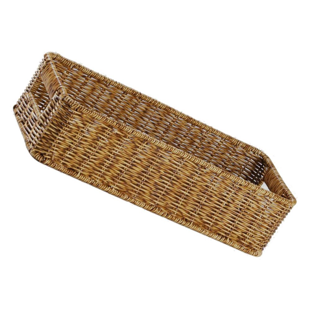 ABOOFAN Imitation Rattan Hand Woven Storage Basket for Organizing Desktop Essentials Lightweight Finishing Basket Hollow Handle Decor Light
