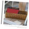 ABOOFAN Imitation Rattan Hand Woven Storage Basket for Organizing Desktop Essentials Lightweight Finishing Basket Hollow Handle Decor Light view 4