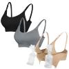 4HOW 3Pack Pumping-Bra Hands Free Breast Nursing Bra for Breastfeeding Wearable Padded for Pregnancy Black Nude Grey Small view 1