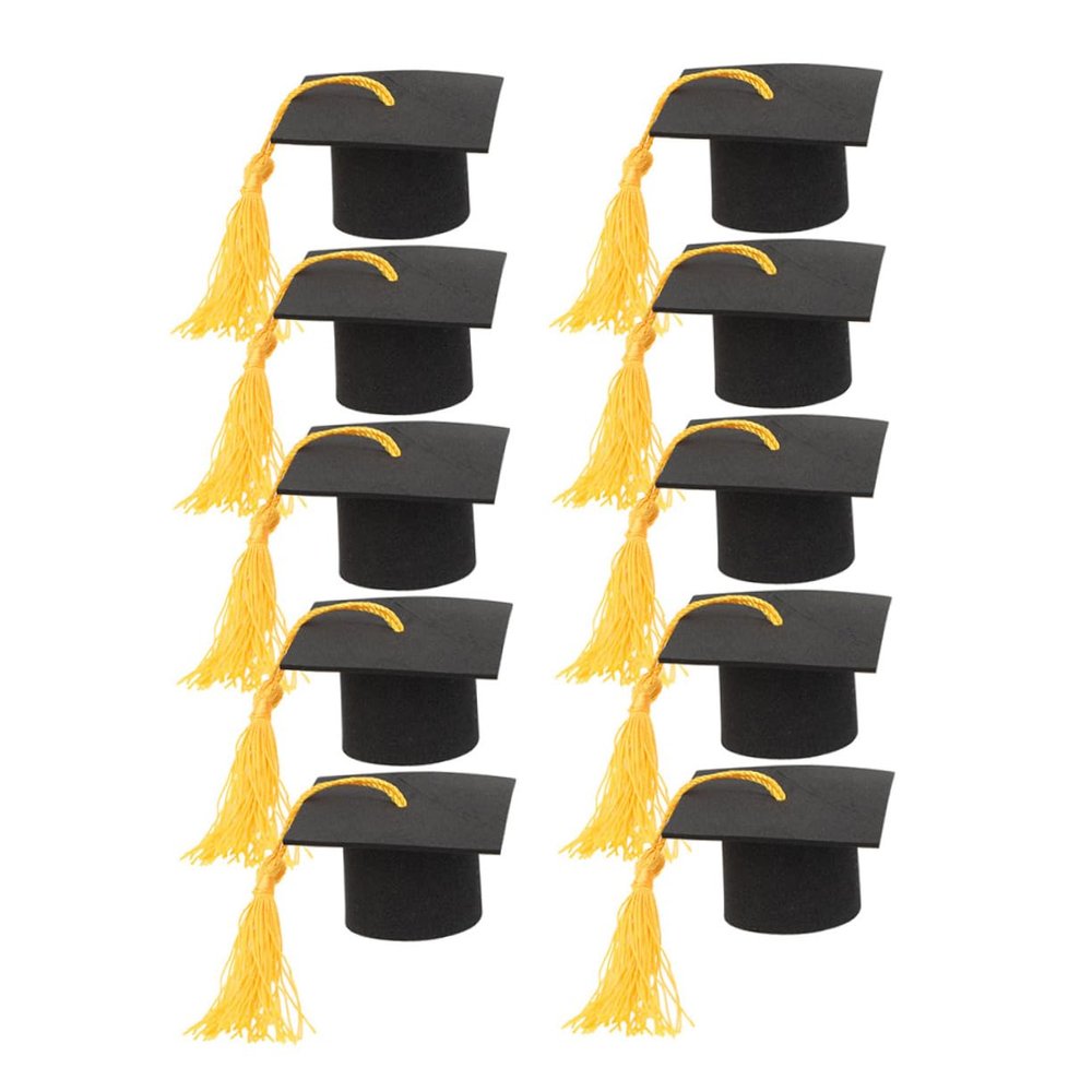 BCOATH Bachelor's Hat Ornaments Grad Party Dessert Decors 12pcs Mini Grad Caps Tassels Graduation Cake Toppers