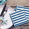 100 Pcs Blue and White Striped Napkins, Navy Blue and White Cocktail Beverage Paper Napkin Lunch Napkin for Boy Men Birthday Bridal Baby Shower Wedding view 4