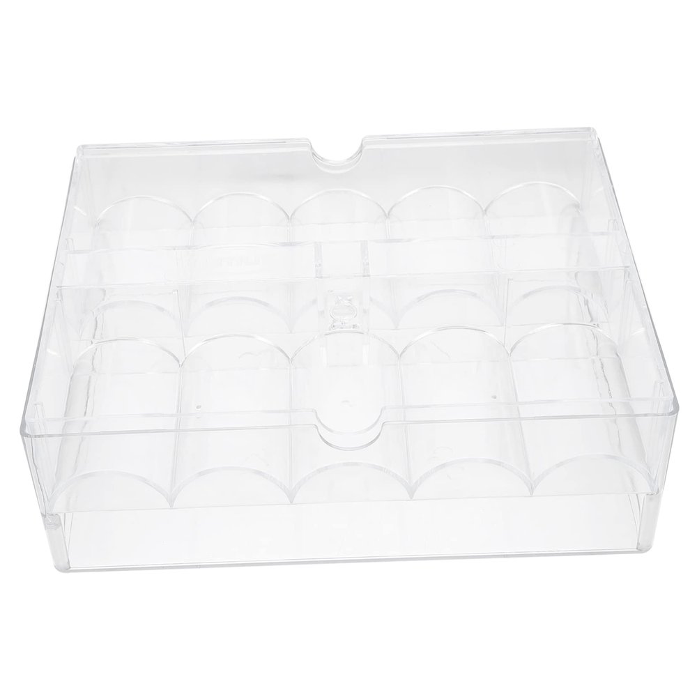 OHPHCALL Clear Acrylic Poker Chip Storage Tray Compact Transparent Organizer with Lid for Easy Access and Transport of Game Chips for Tournaments and Family Gatherings