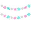 2Pcs Glittery Snowflake Banners, Pink Blue Silver Banner Winter Christmas Decorations Banners Holiday Garland Photo Props Banner for Party Home Decoration view 1