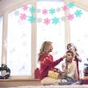 2Pcs Glittery Snowflake Banners, Pink Blue Silver Banner Winter Christmas Decorations Banners Holiday Garland Photo Props Banner for Party Home Decoration view 3