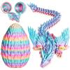 3D Printed Dragon Eggs with Articulated Fly Dragon Inside, Collectible Figurines Fidget Toy for Adults Kids Birthday Easter Christmas White Elephant Gifts for Friends Colleagues(Rainbow, M Size) view 1