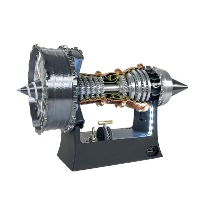 TR900 Turbofan Engine Model, Adjustable Speed Aircraft Turbojet With LED Light, Mechanical Science Aero Education Toy Gift Desk Decor for Adult Hobbyists, 25cm