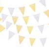 MECCANIXITY 33ft Yellow White Plaid Checkered Pennant Banner, 36 PCS Triangle Flags Fabric Bunting Banner for Birthday Wedding Outdoor Garden Decor view 1