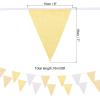 MECCANIXITY 33ft Yellow White Plaid Checkered Pennant Banner, 36 PCS Triangle Flags Fabric Bunting Banner for Birthday Wedding Outdoor Garden Decor view 2