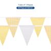 MECCANIXITY 33ft Yellow White Plaid Checkered Pennant Banner, 36 PCS Triangle Flags Fabric Bunting Banner for Birthday Wedding Outdoor Garden Decor view 4